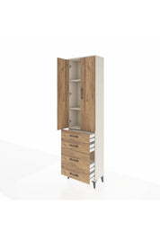 Arges Dolap 3 Raflı 4 Çekmeceli 2 Kapaklı 60x30x221 - S29M062V3A