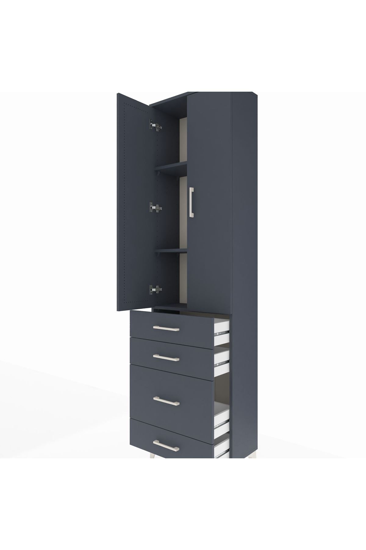 Arges Dolap 3 Raflı 4 Çekmeceli 2 Kapaklı 60x30x221 - S29M062V5A