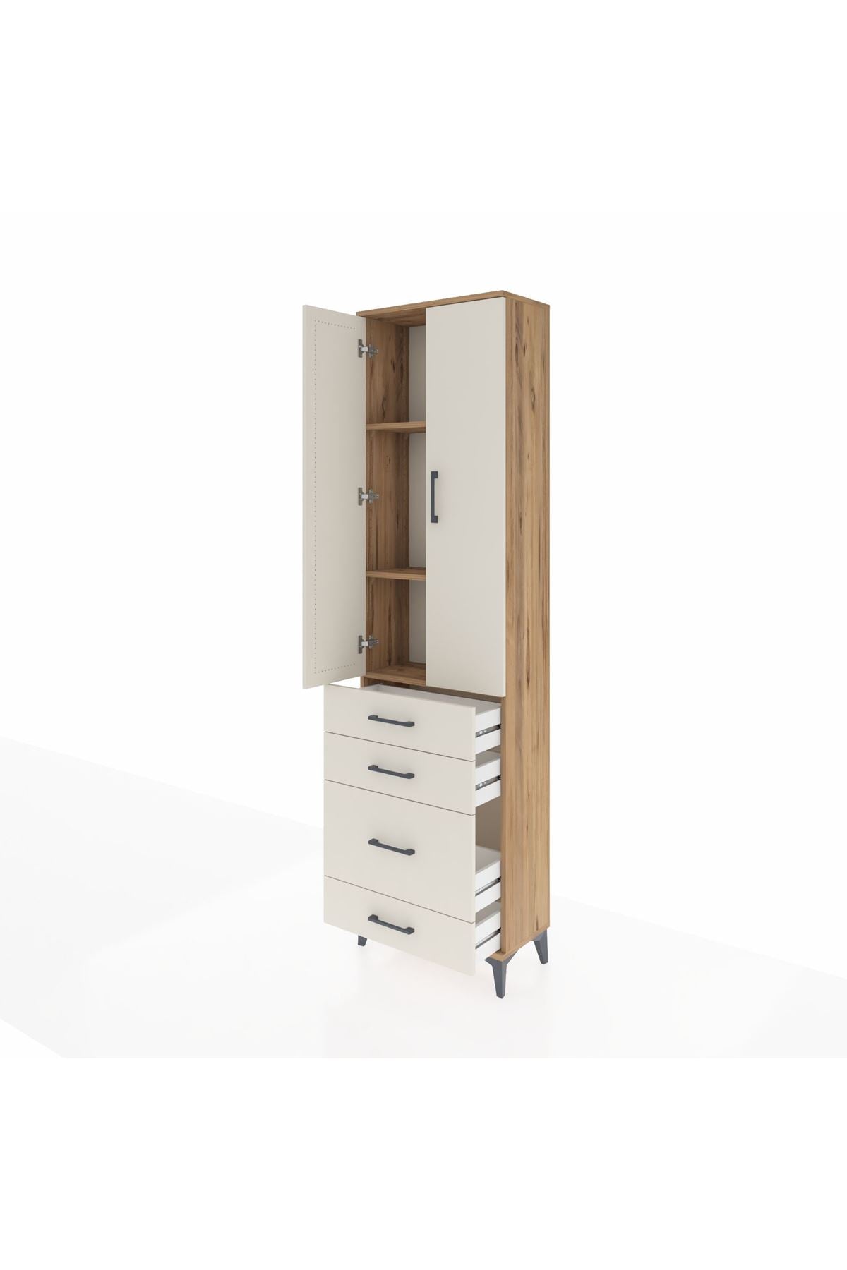 Arges Dolap 3 Raflı 4 Çekmeceli 2 Kapaklı 60x30x221 - S29M062V7A