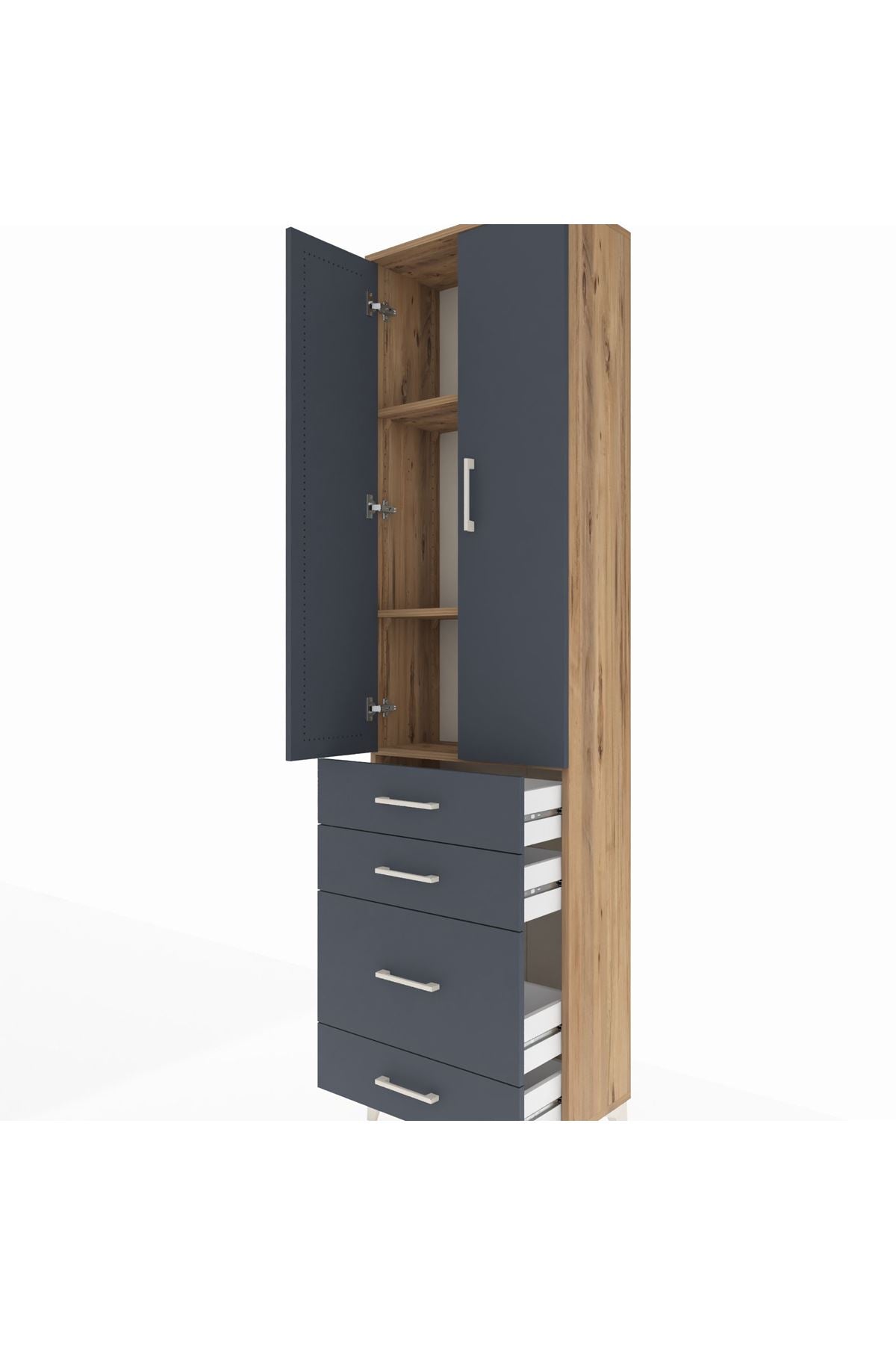 Arges Dolap 3 Raflı 4 Çekmeceli 2 Kapaklı 60x30x221 - S29M062V8A
