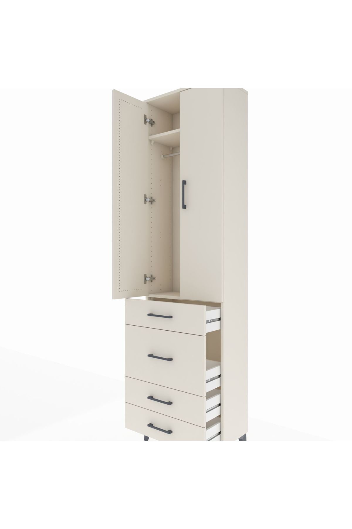 Arges Dolap 2 Raflı 4 Çekmeceli Tek Askılı 60x30x221 - S29M064V1A