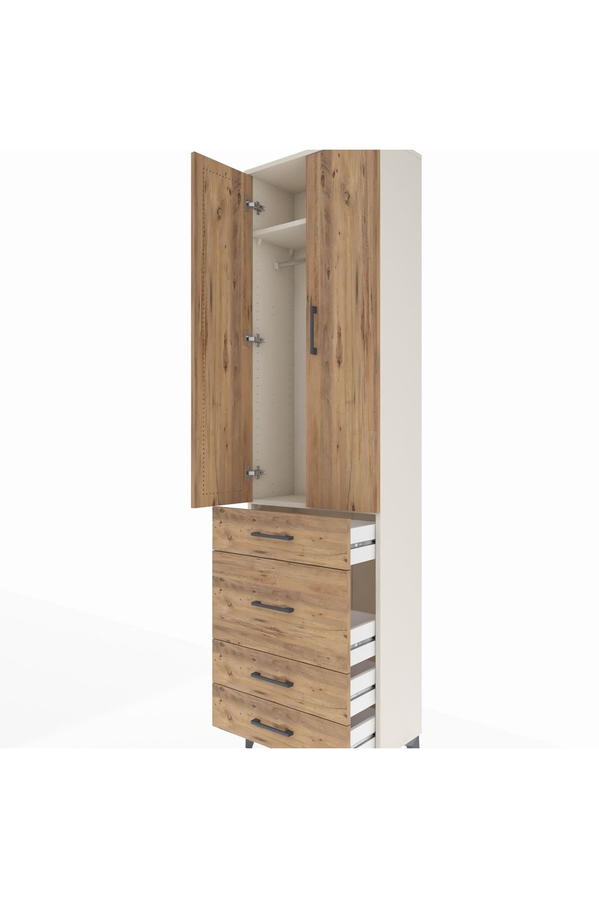Arges Dolap 2 Raflı 4 Çekmeceli Tek Askılı 60x30x221 - S29M064V3A
