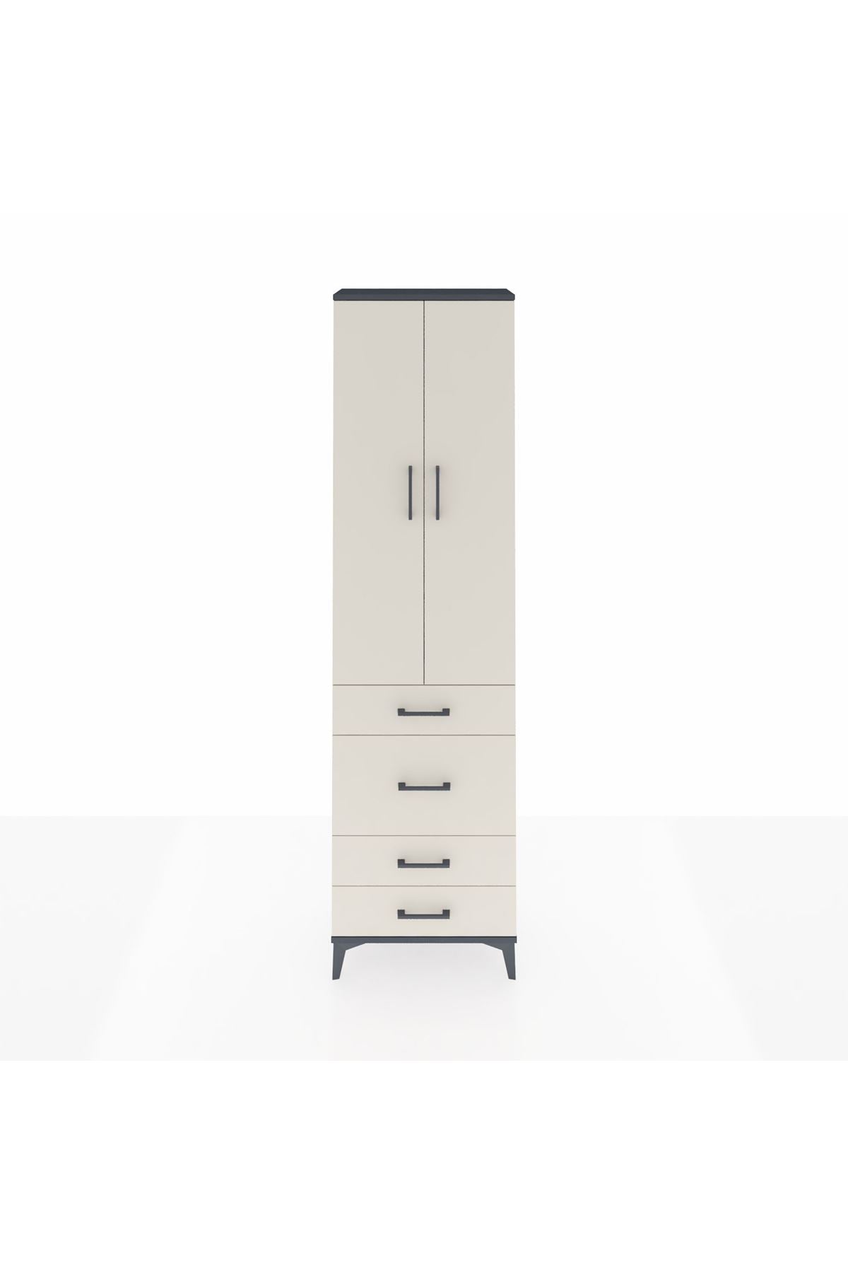 Arges Dolap 2 Raflı 4 Çekmeceli Tek Askılı 60x30x221 - S29M064V4A