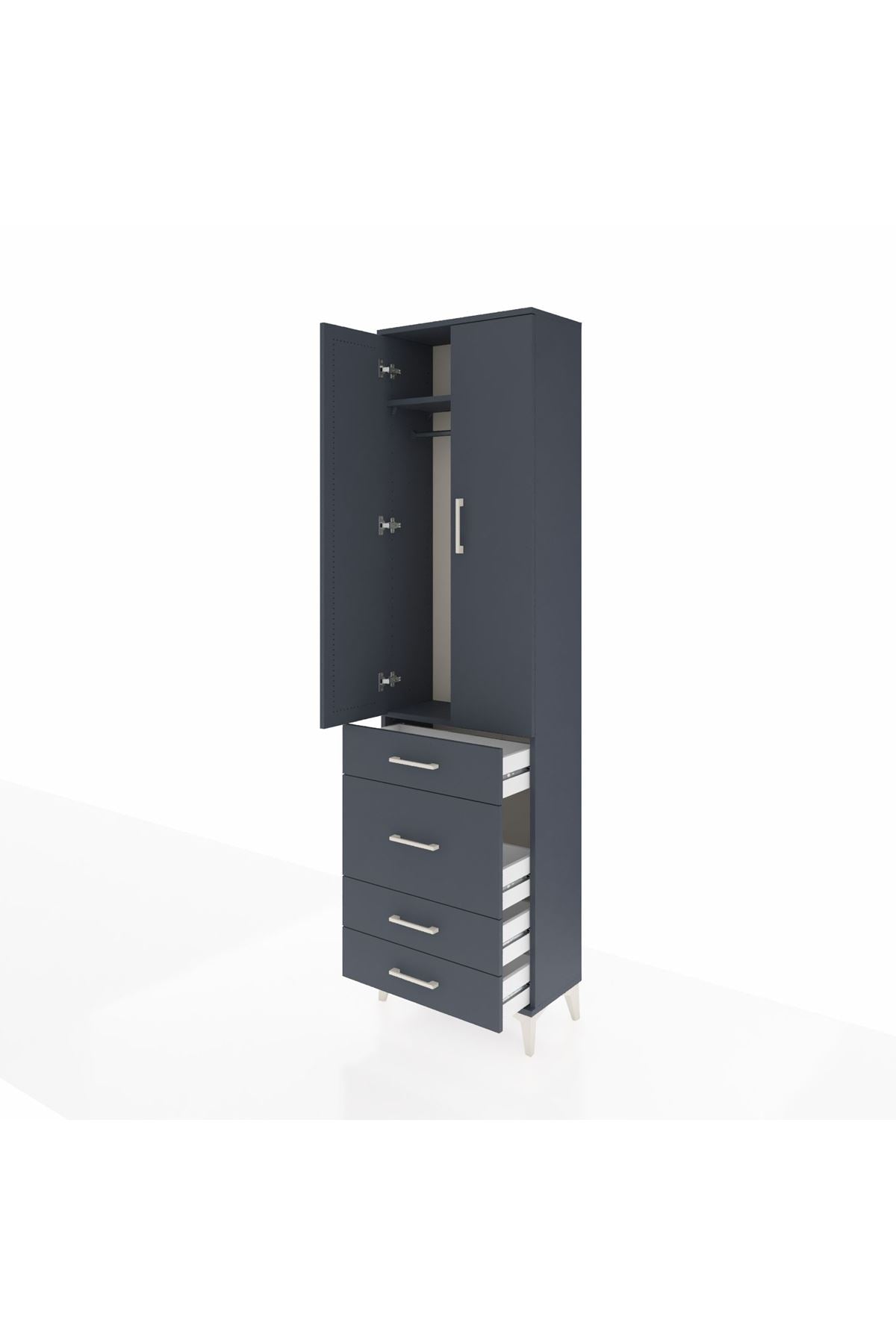 Arges Dolap 2 Raflı 4 Çekmeceli Tek Askılı 60x30x221 - S29M064V5A