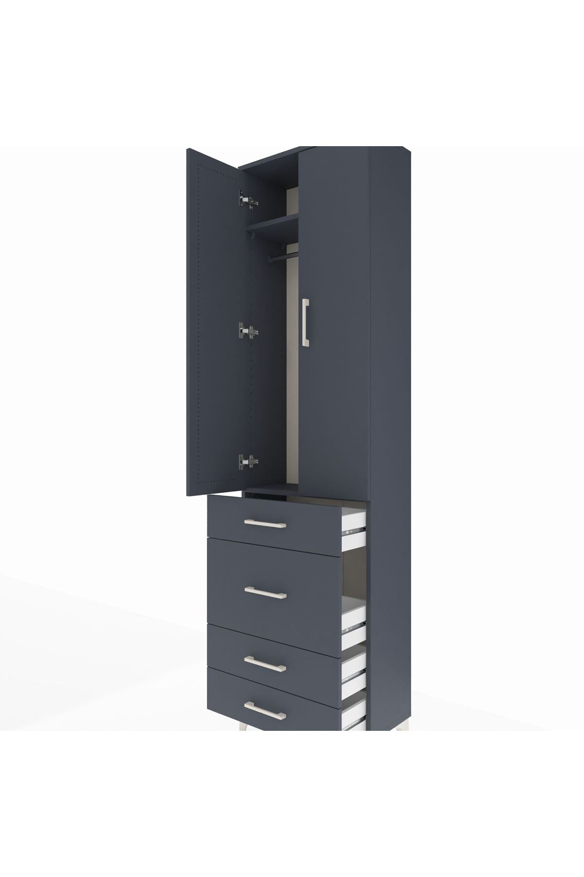 Arges Dolap 2 Raflı 4 Çekmeceli Tek Askılı 60x30x221 - S29M064V5A