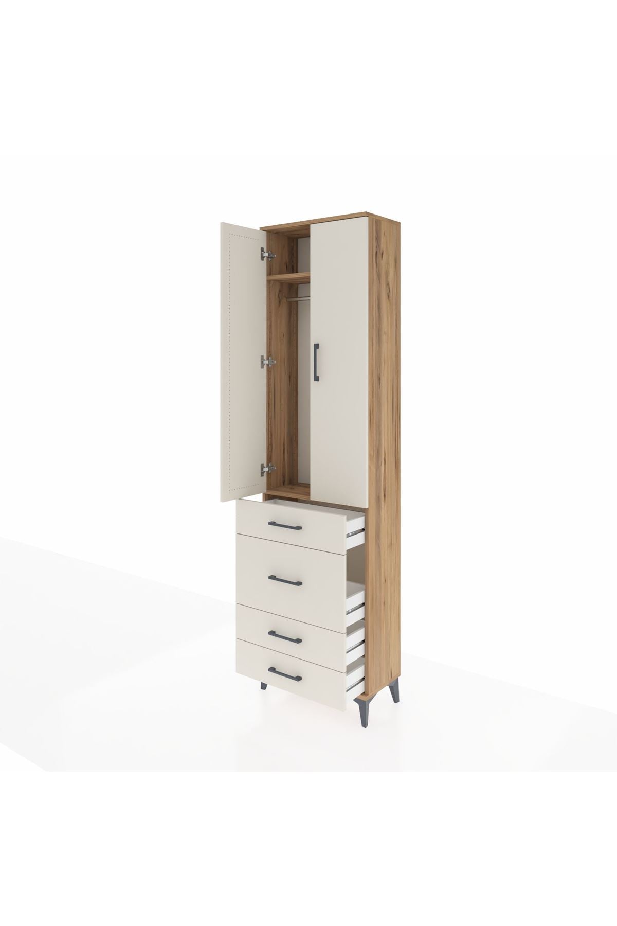 Arges Dolap 2 Raflı 4 Çekmeceli Tek Askılı 60x30x221 - S29M064V7A