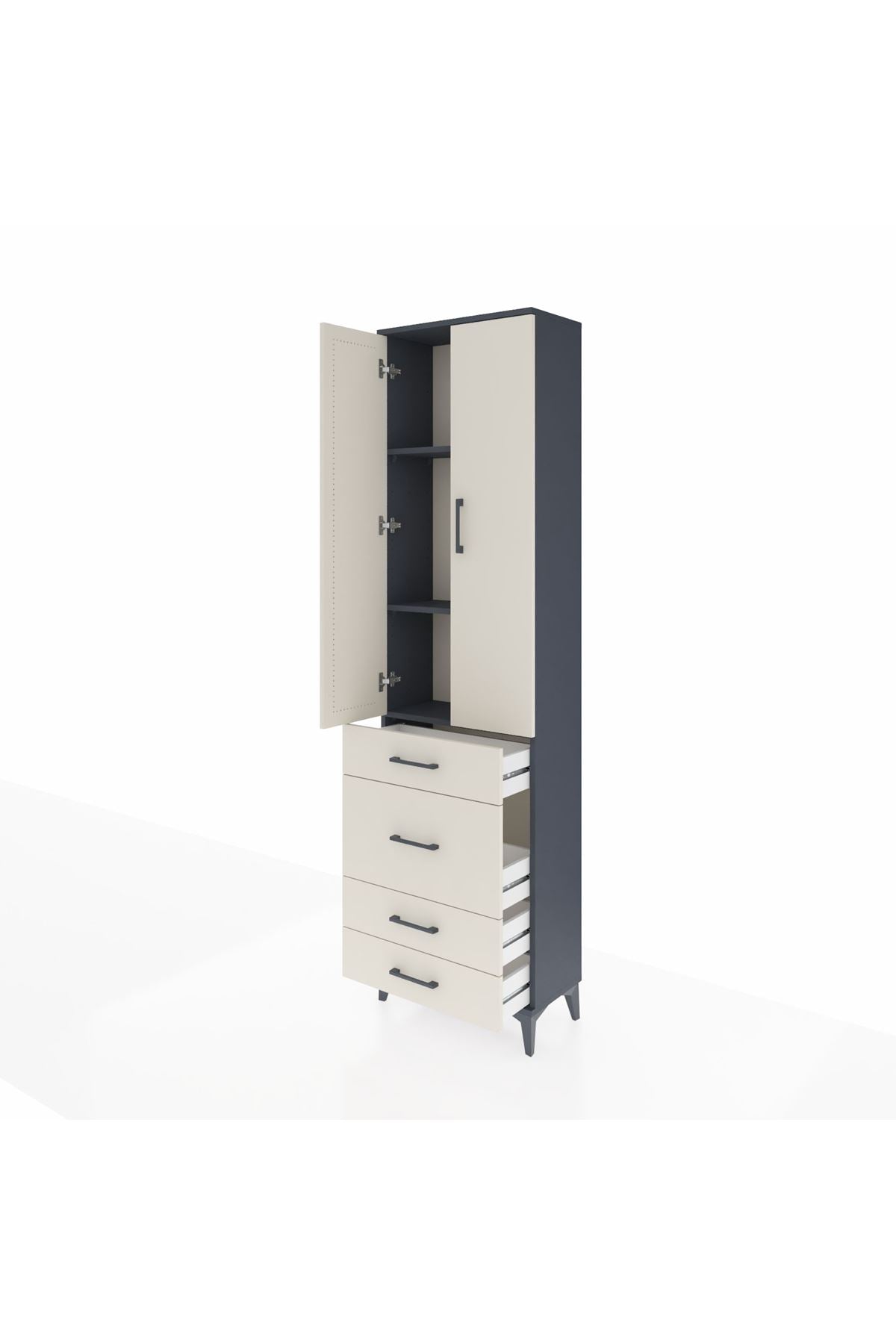 Arges Dolap 3 Raflı 4 Çekmeceli 2 Kapaklı 60x30x221 - S29M065V4A