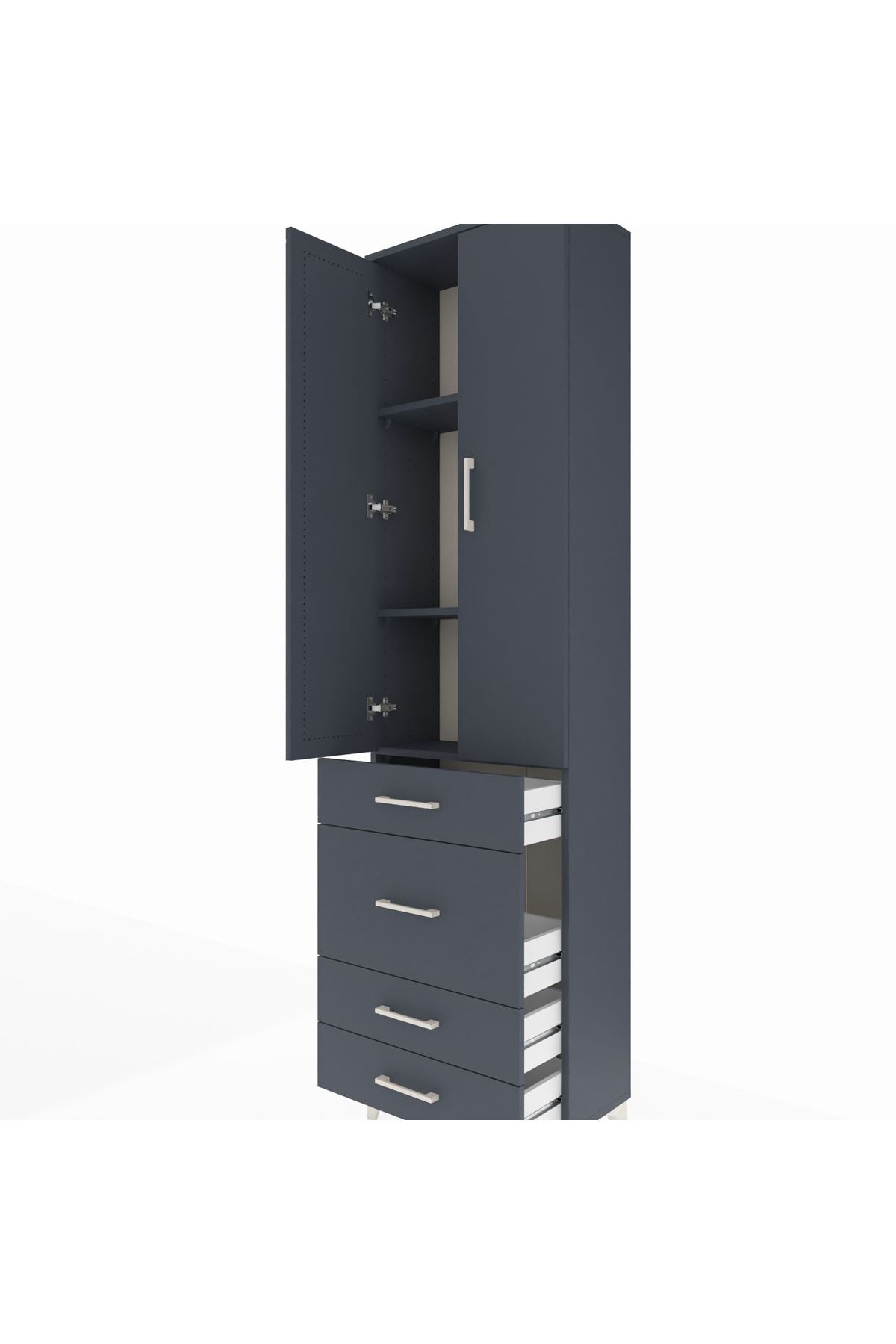 Arges Dolap 3 Raflı 4 Çekmeceli 2 Kapaklı 60x30x221 - S29M065V5A