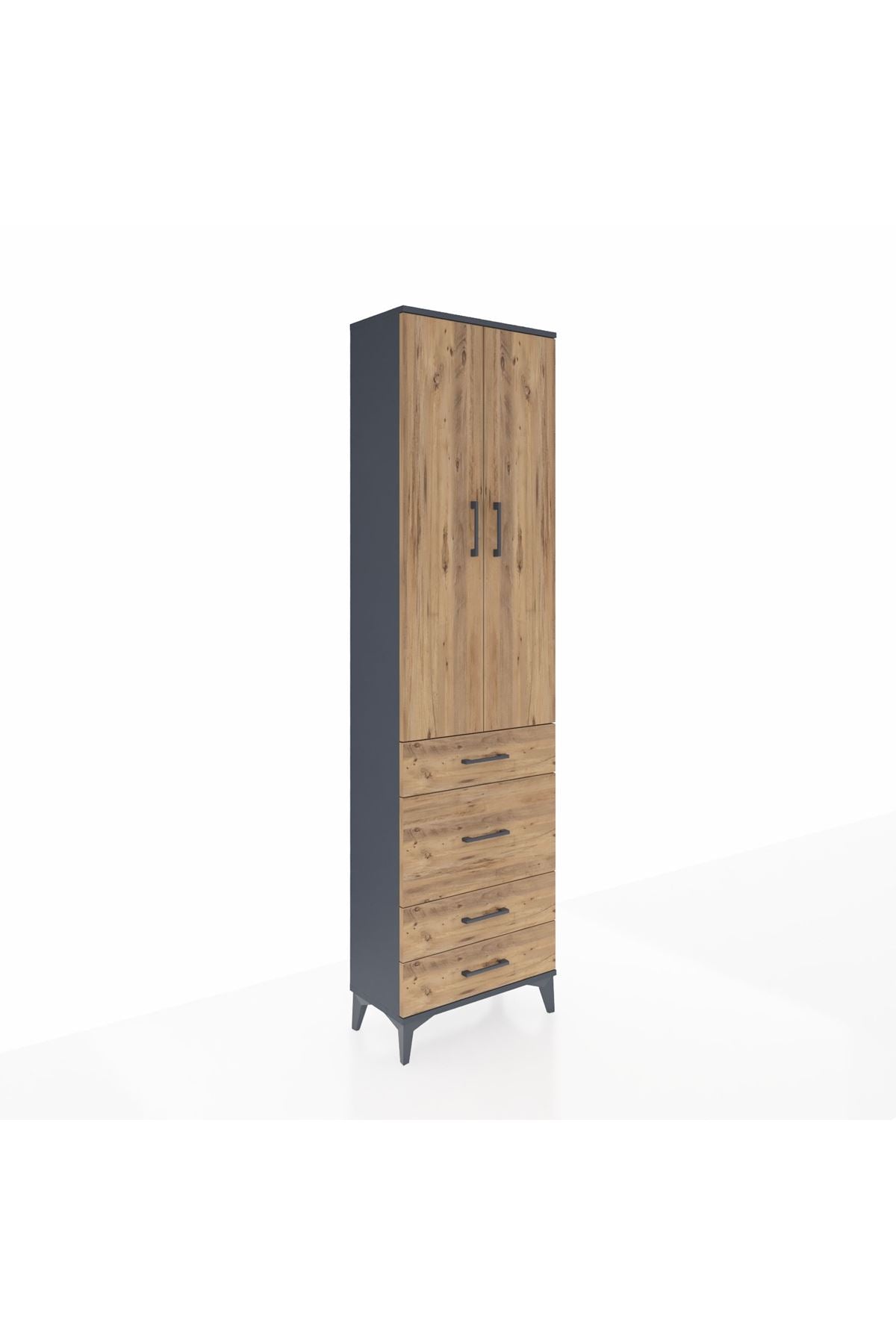 Arges Dolap 3 Raflı 4 Çekmeceli 2 Kapaklı 60x30x221 - S29M065V6A