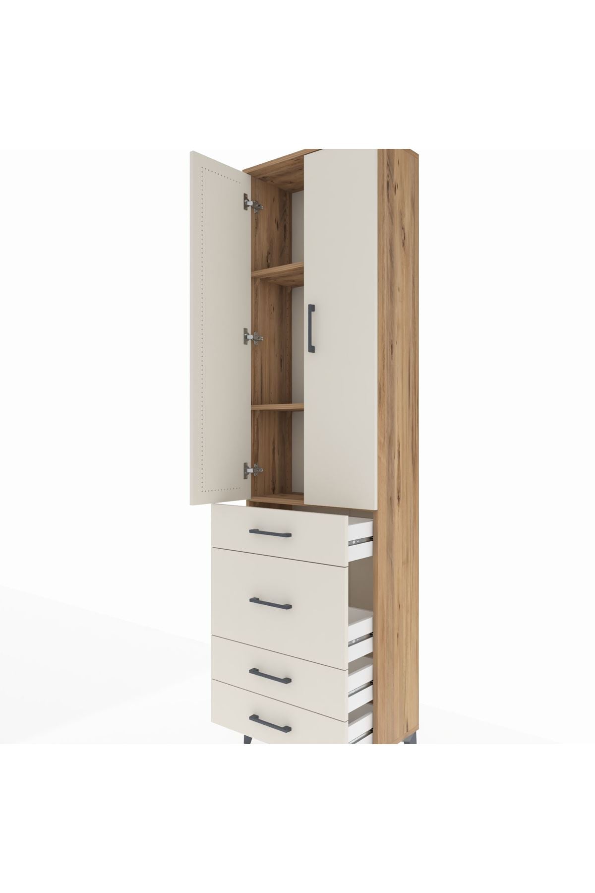 Arges Dolap 3 Raflı 4 Çekmeceli 2 Kapaklı 60x30x221 - S29M065V7A