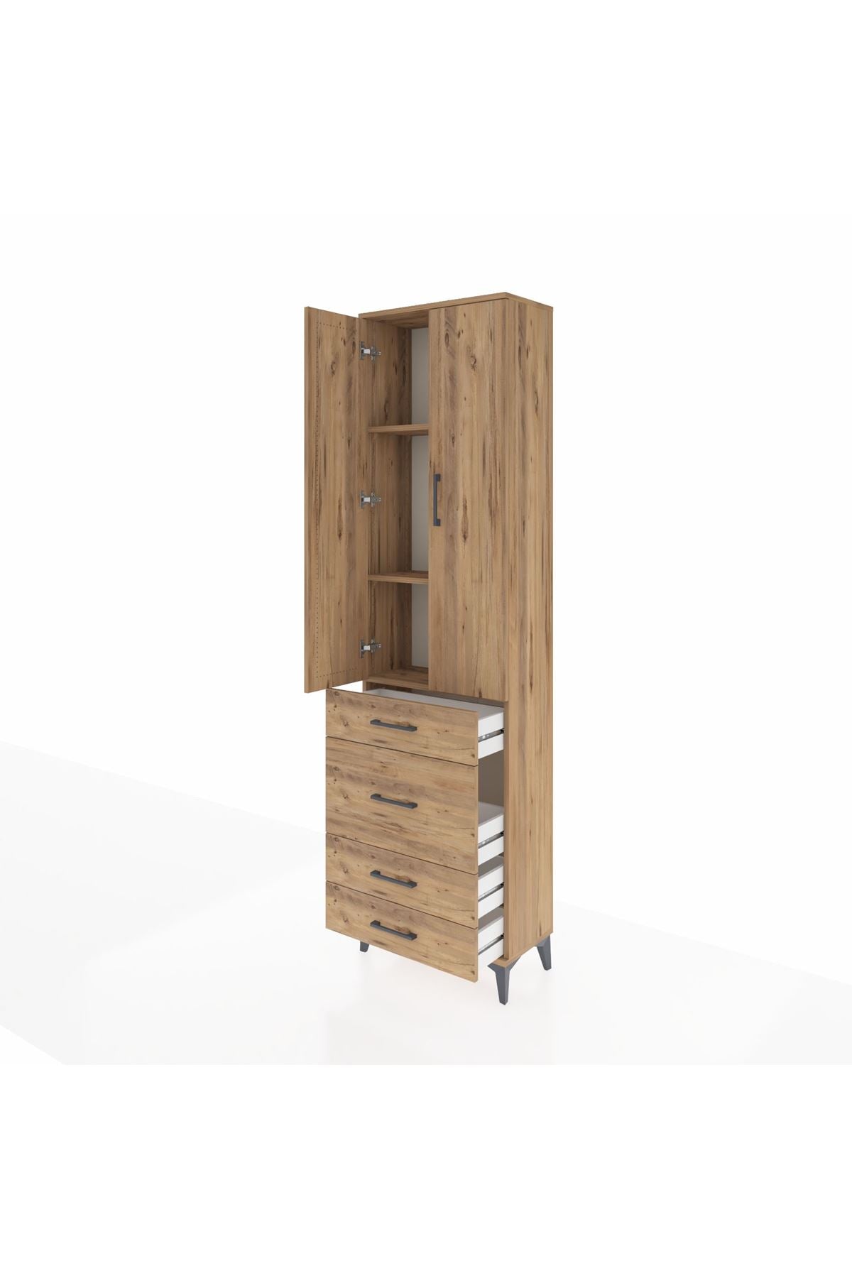 Arges Dolap 3 Raflı 4 Çekmeceli 2 Kapaklı 60x30x221 - S29M065V9A