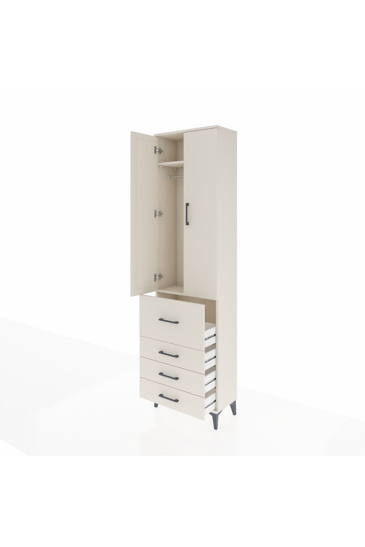 Arges Dolap 2 Raflı 4 Çekmeceli Tek Askılı 60x30x221 - S29M067V1A