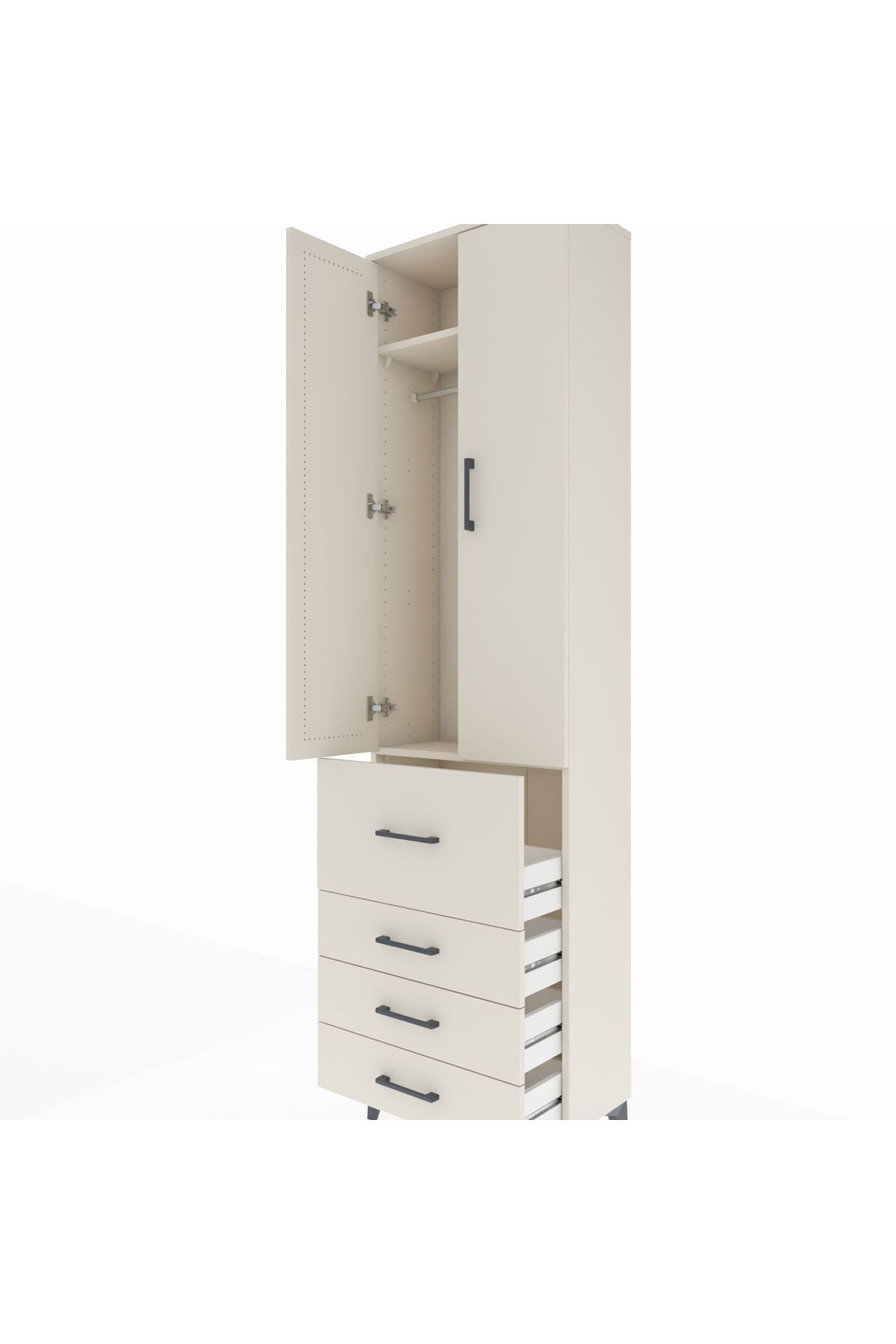 Arges Dolap 2 Raflı 4 Çekmeceli Tek Askılı 60x30x221 - S29M067V1A