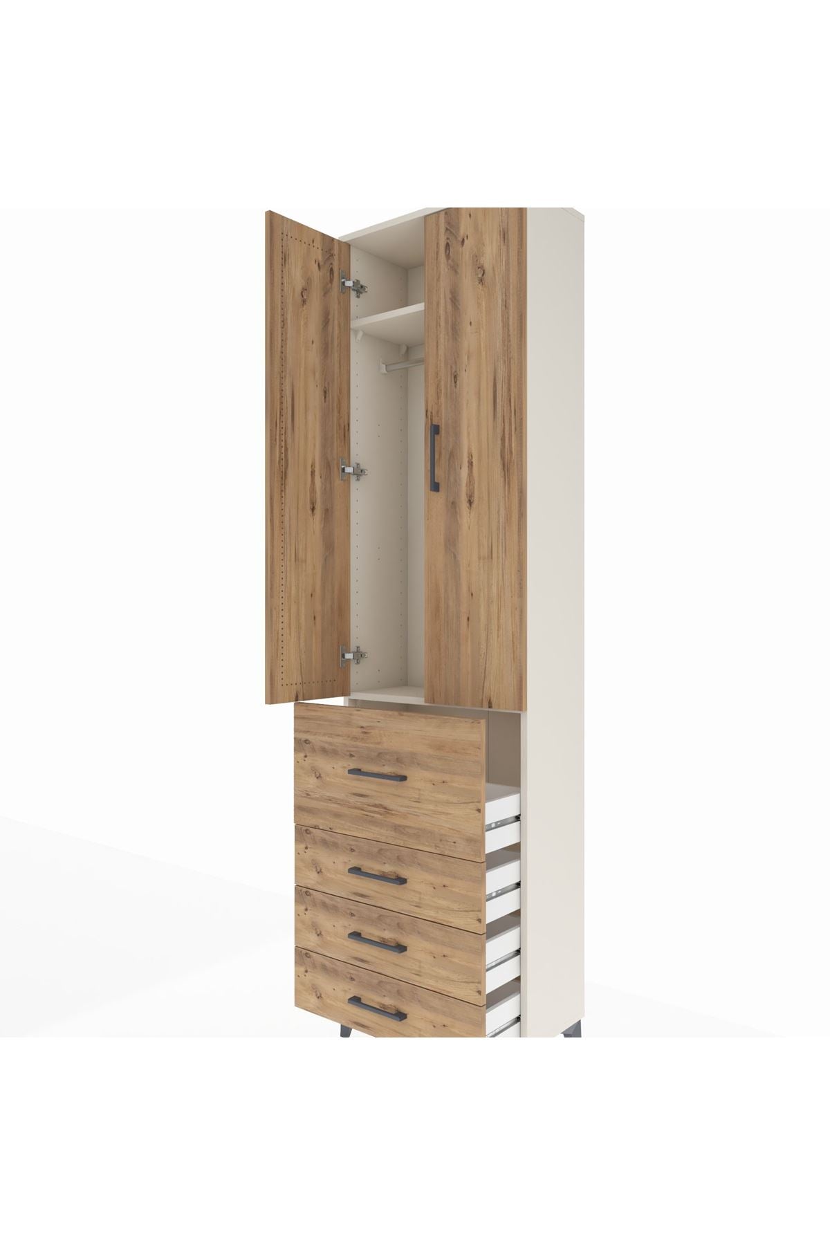 Arges Dolap 2 Raflı 4 Çekmeceli Tek Askılı 60x30x221 - S29M067V3A