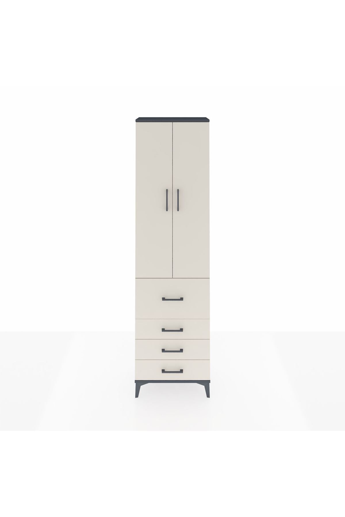 Arges Dolap 2 Raflı 4 Çekmeceli Tek Askılı 60x30x221 - S29M067V4A