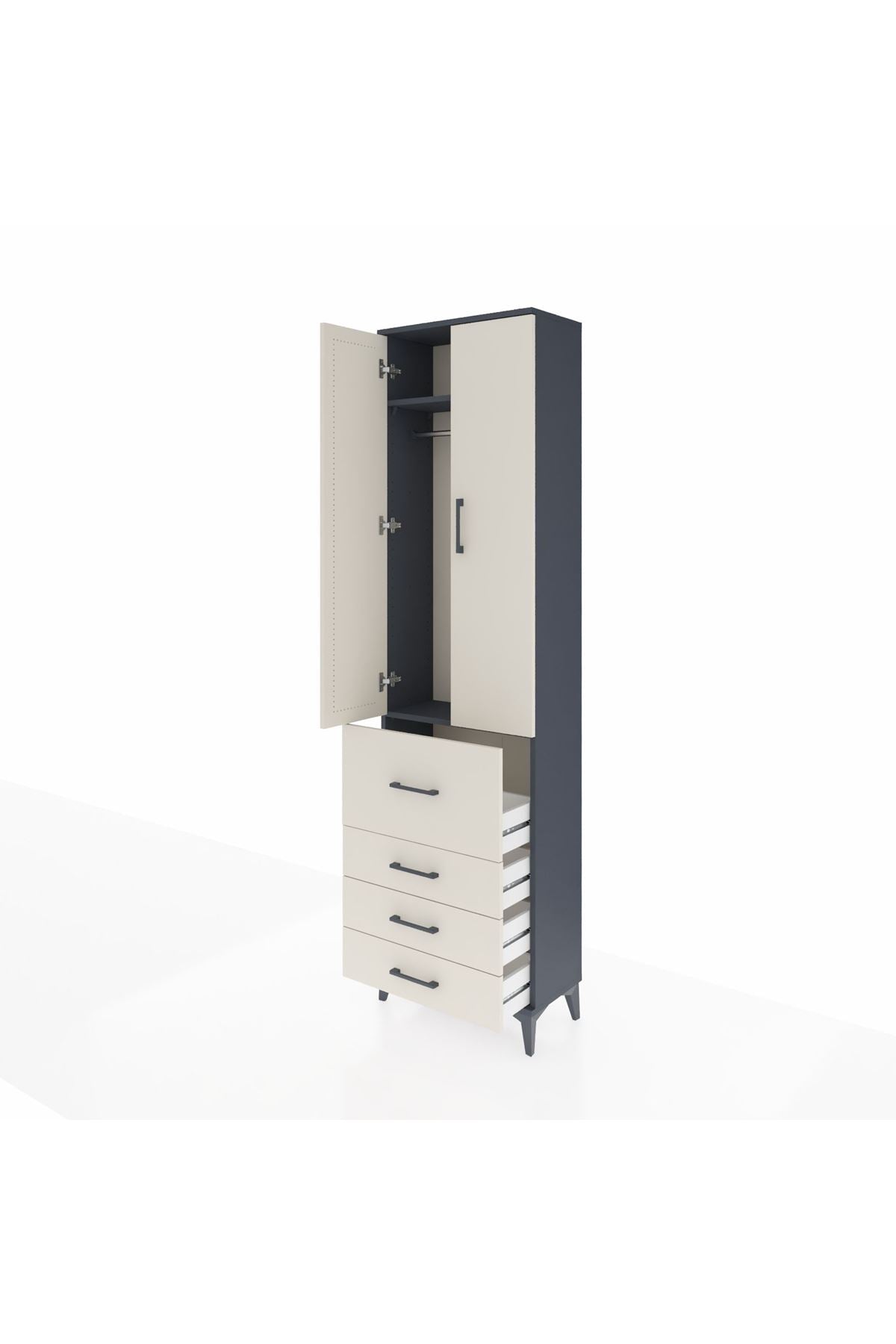 Arges Dolap 2 Raflı 4 Çekmeceli Tek Askılı 60x30x221 - S29M067V4A