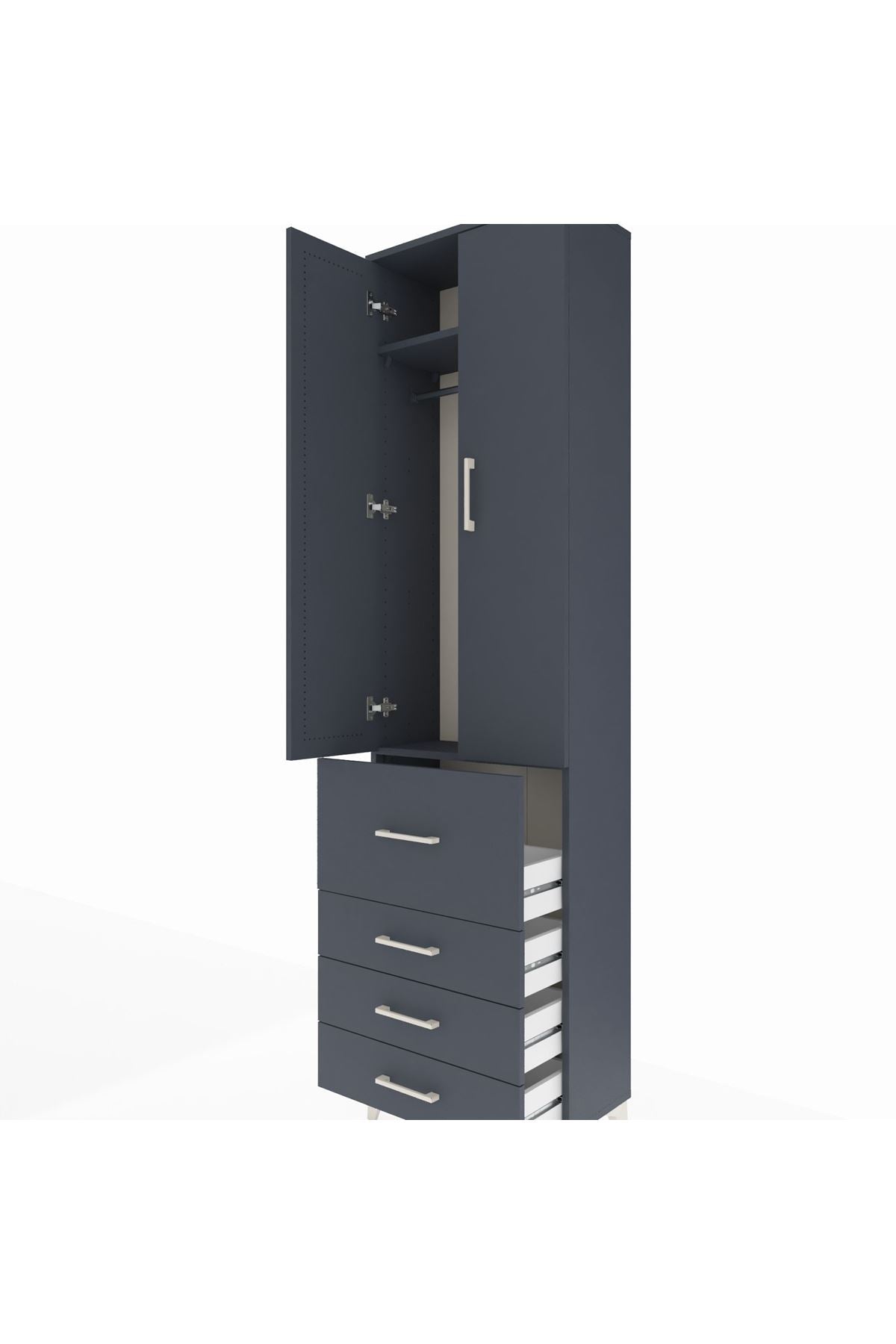 Arges Dolap 2 Raflı 4 Çekmeceli Tek Askılı 60x30x221 - S29M067V5A