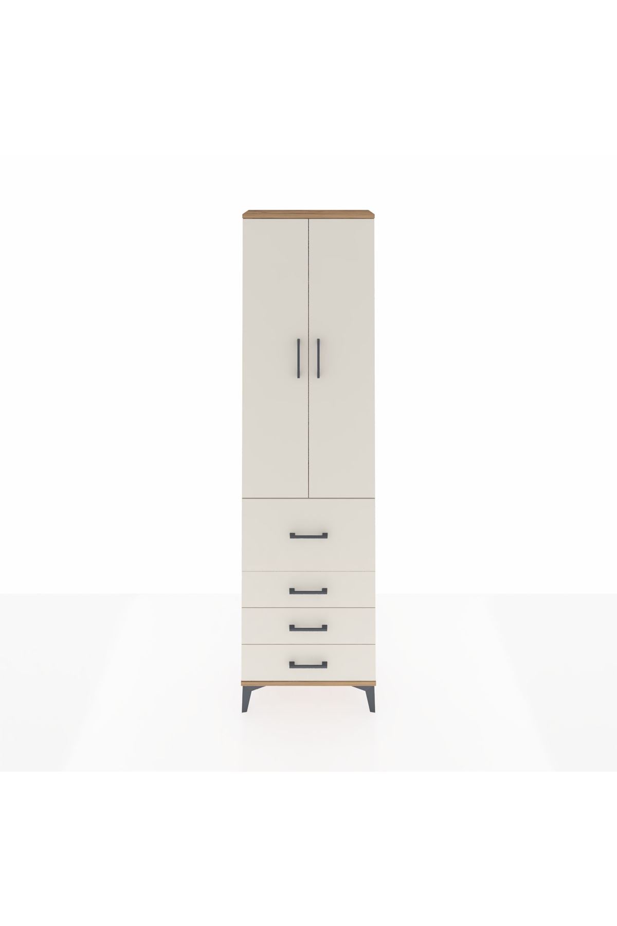 Arges Dolap 2 Raflı 4 Çekmeceli Tek Askılı 60x30x221 - S29M067V7A