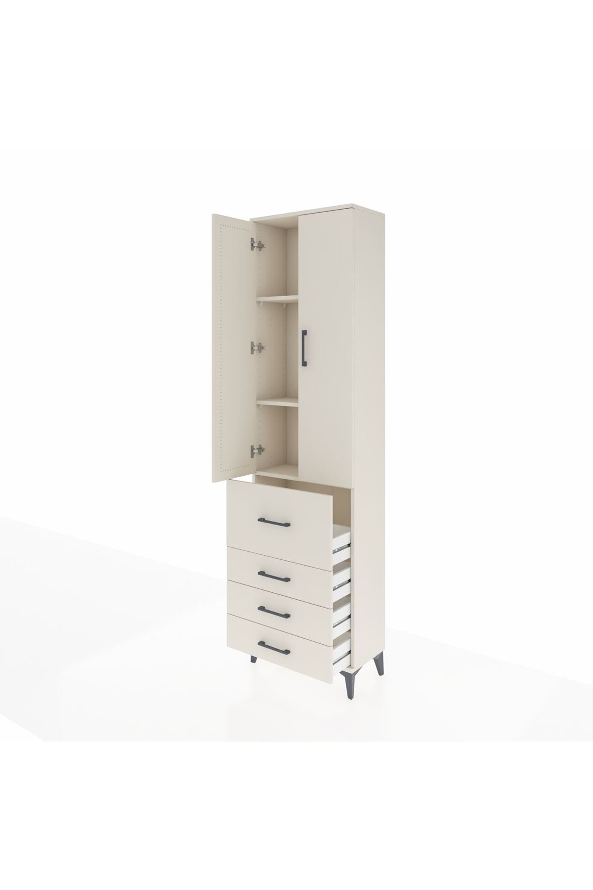 Arges Dolap 3 Raflı 4 Çekmeceli 2 Kapaklı 60x30x221 - S29M068V1A