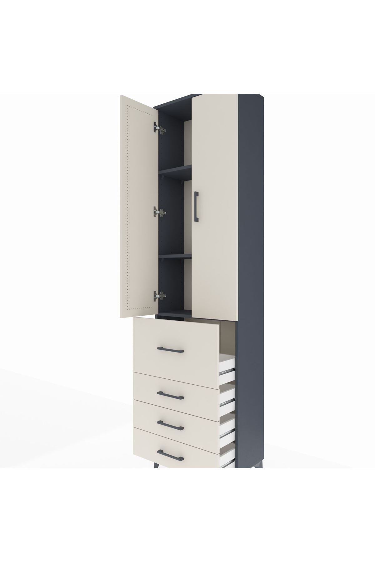 Arges Dolap 3 Raflı 4 Çekmeceli 2 Kapaklı 60x30x221 - S29M068V4A