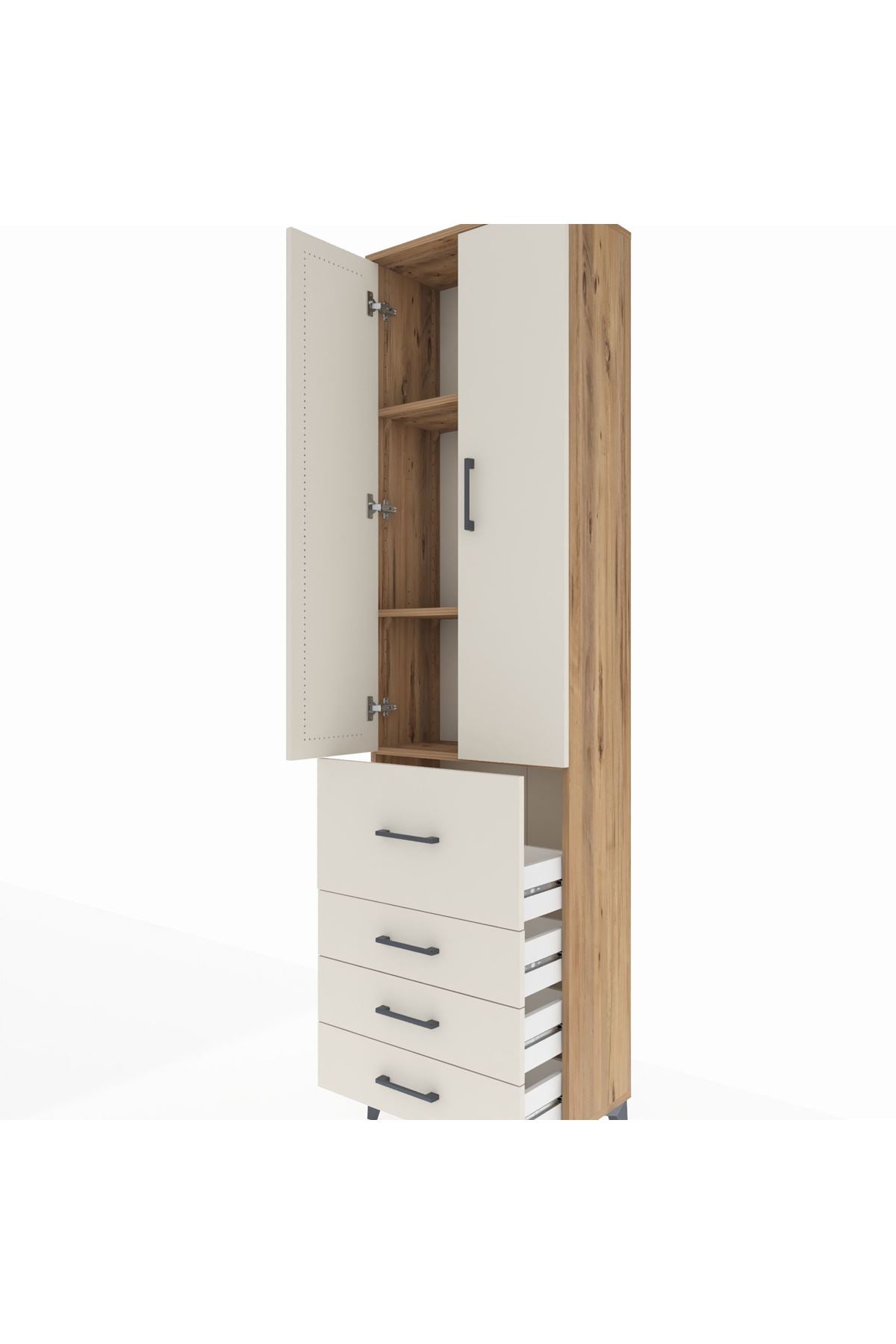 Arges Dolap 3 Raflı 4 Çekmeceli 2 Kapaklı 60x30x221 - S29M068V7A