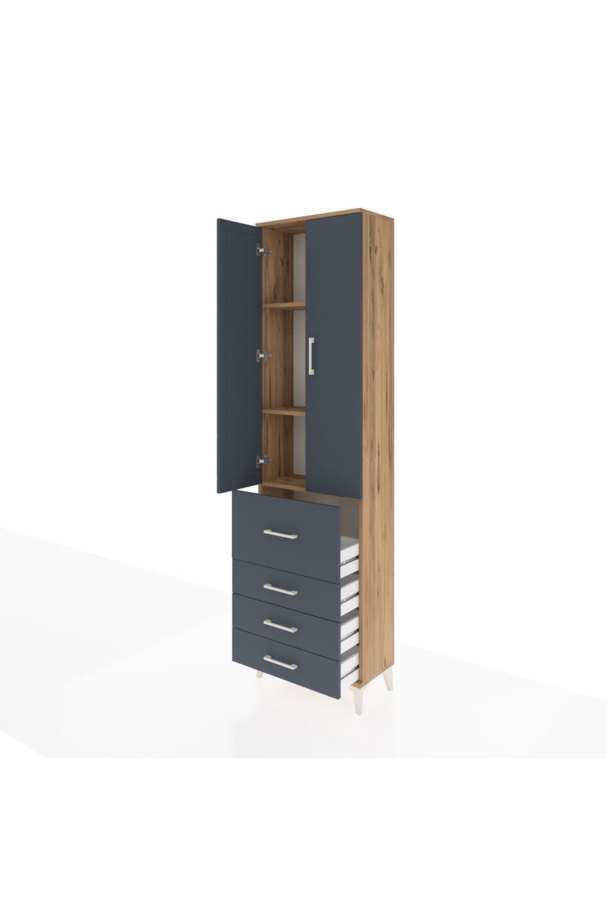 Arges Dolap 3 Raflı 4 Çekmeceli 2 Kapaklı 60x30x221 - S29M068V8A