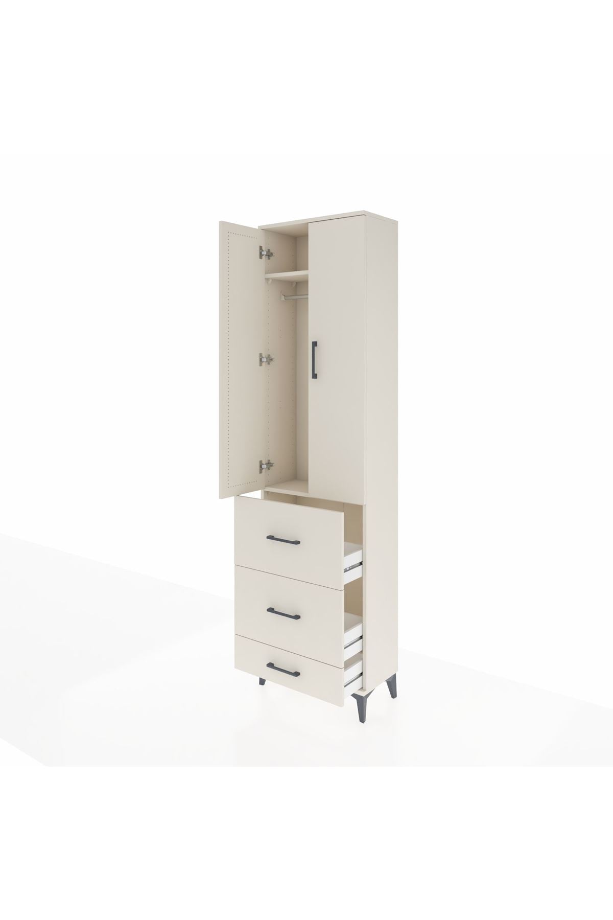 Arges Dolap 2 Raflı 3 Çekmeceli Tek Askılı 60x30x221 - S29M070V1A
