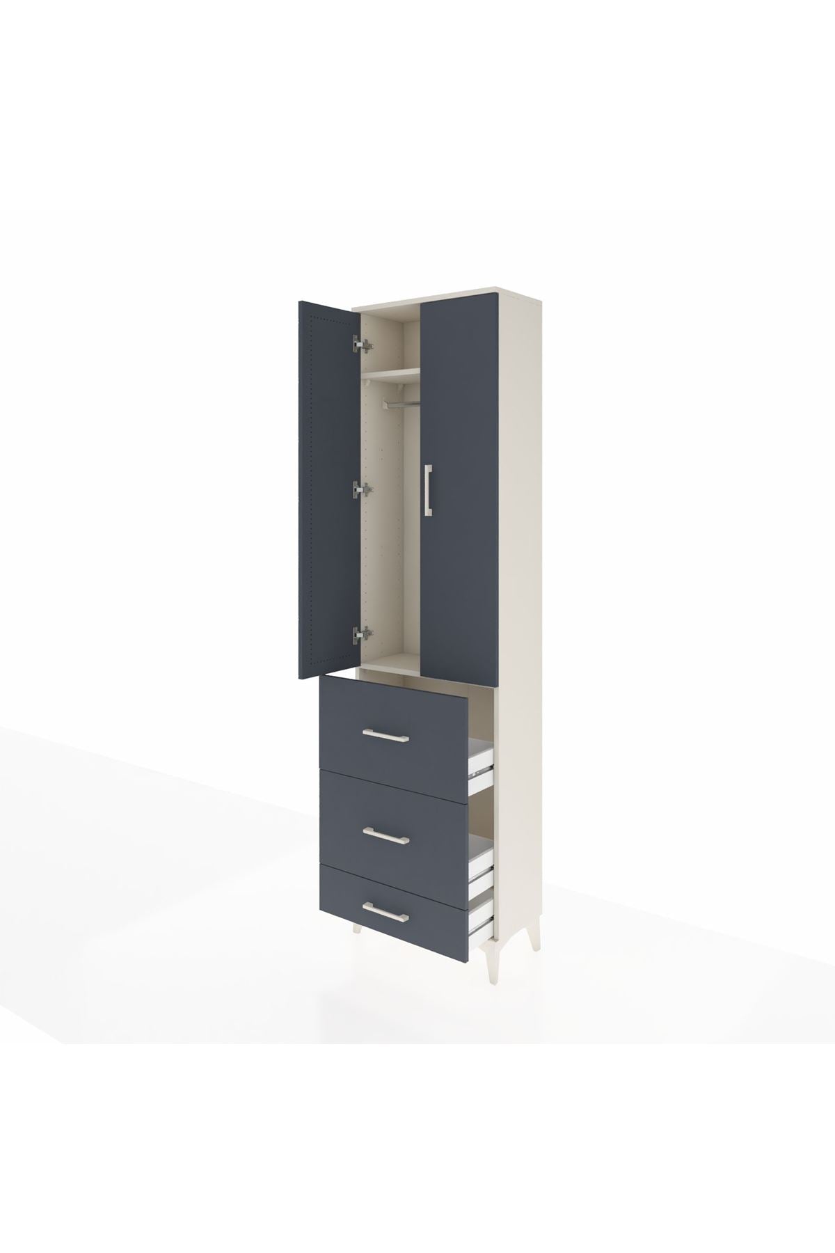 Arges Dolap 2 Raflı 3 Çekmeceli Tek Askılı 60x30x221 - S29M070V2A