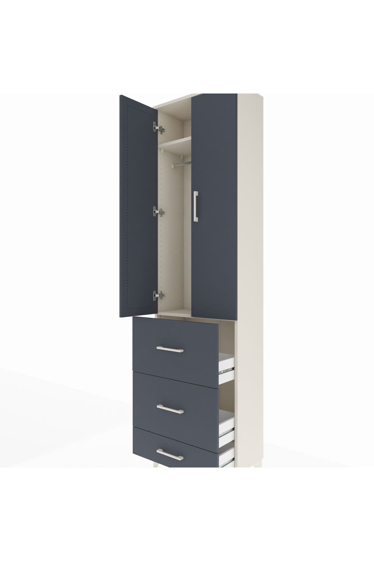 Arges Dolap 2 Raflı 3 Çekmeceli Tek Askılı 60x30x221 - S29M070V2A