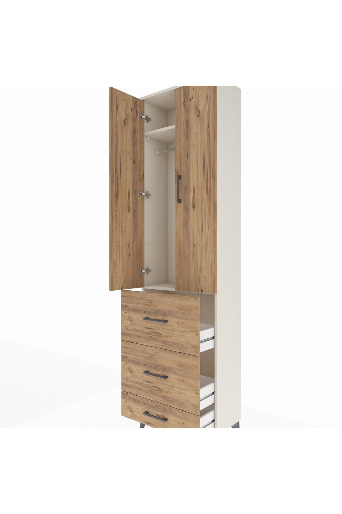 Arges Dolap 2 Raflı 3 Çekmeceli Tek Askılı 60x30x221 - S29M070V3A