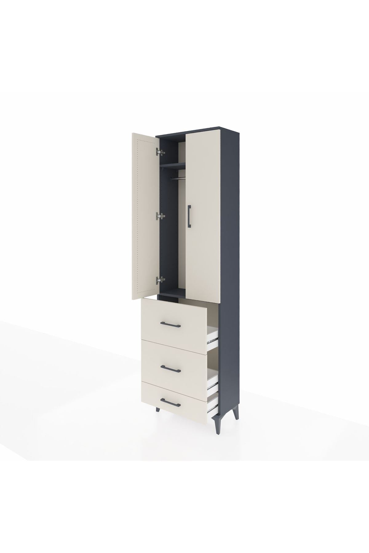 Arges Dolap 2 Raflı 3 Çekmeceli Tek Askılı 60x30x221 - S29M070V4A
