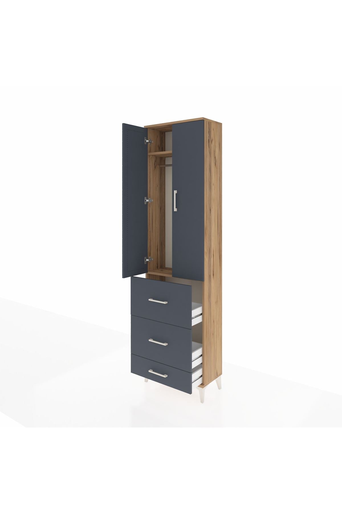 Arges Dolap 2 Raflı 3 Çekmeceli Tek Askılı 60x30x221 - S29M070V8A