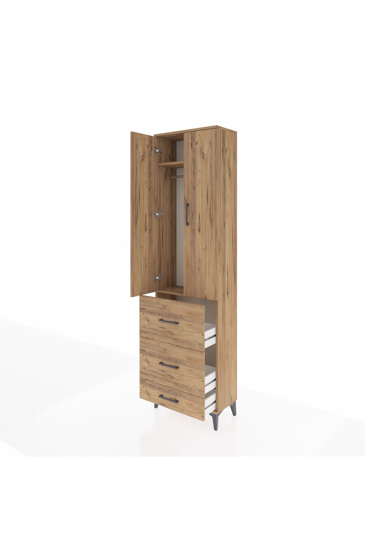 Arges Dolap 2 Raflı 3 Çekmeceli Tek Askılı 60x30x221 - S29M070V9A