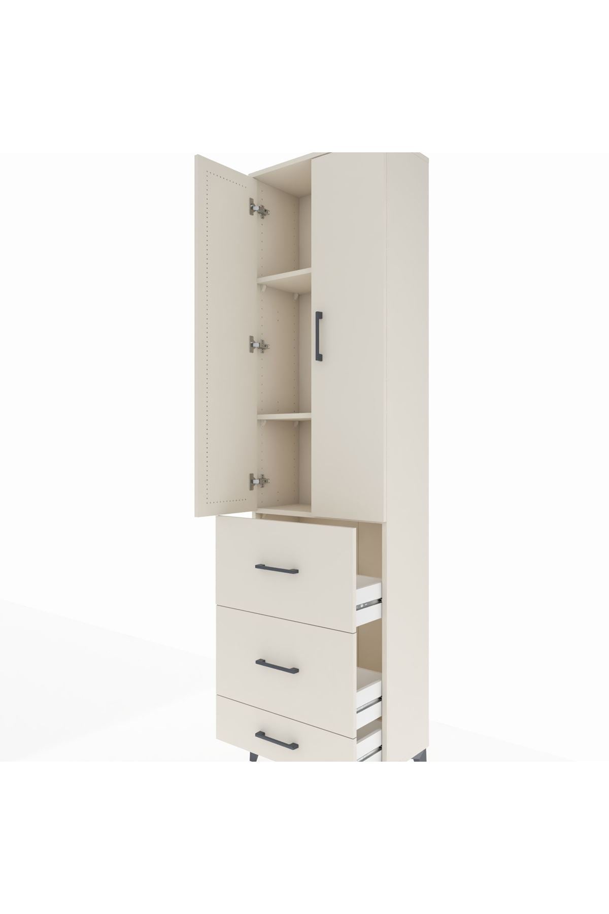 Arges Dolap 3 Raflı 3 Çekmeceli 2 Kapaklı 60x30x221 - S29M071V1A