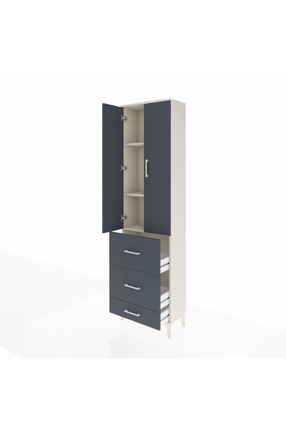 Arges Dolap 3 Raflı 3 Çekmeceli 2 Kapaklı 60x30x221 - S29M071V2A