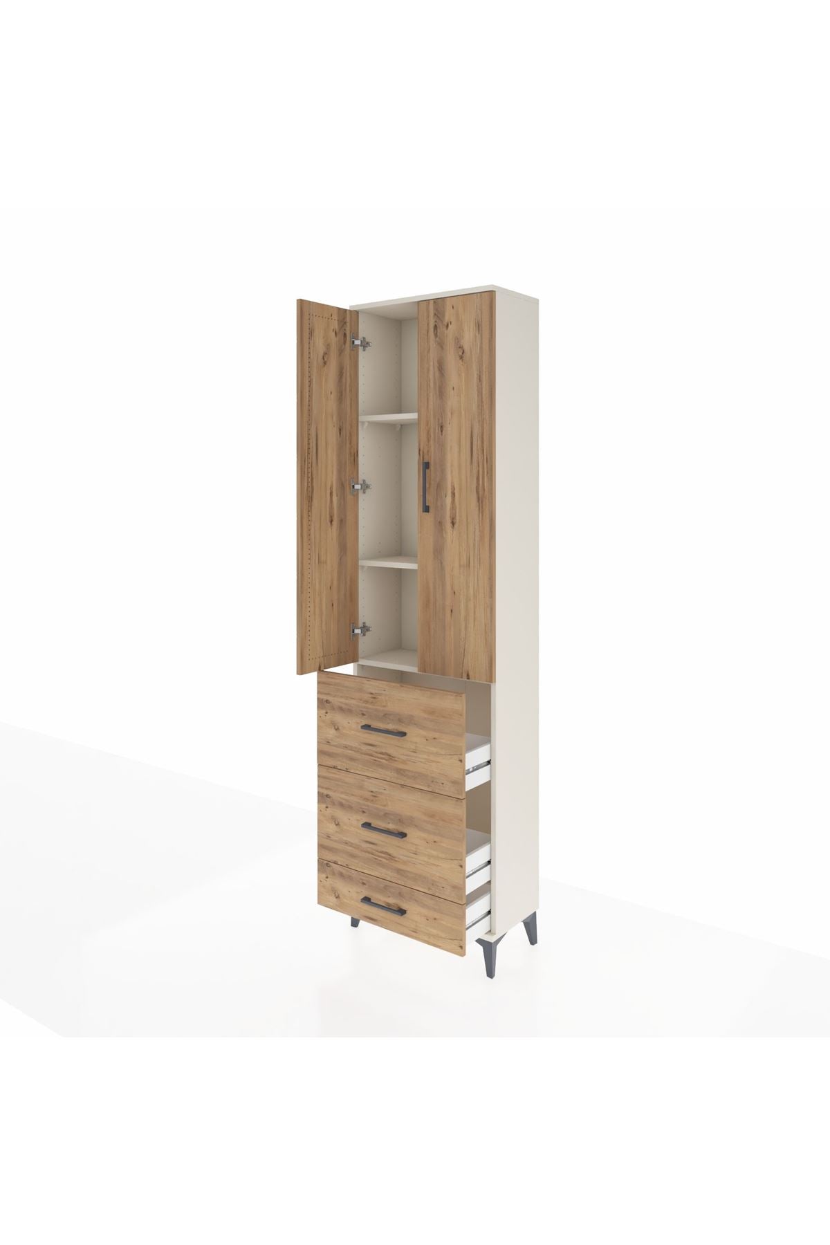 Arges Dolap 3 Raflı 3 Çekmeceli 2 Kapaklı 60x30x221 - S29M071V3A