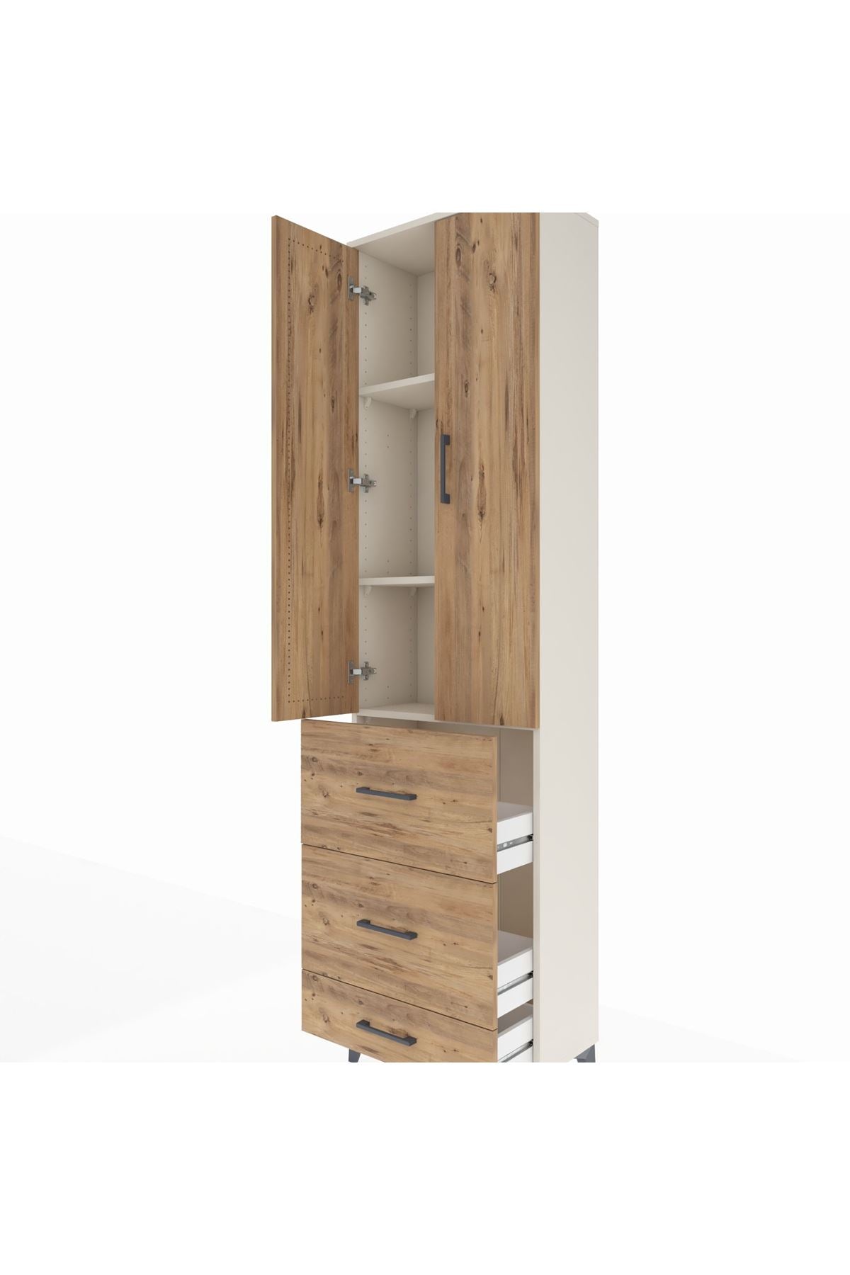 Arges Dolap 3 Raflı 3 Çekmeceli 2 Kapaklı 60x30x221 - S29M071V3A