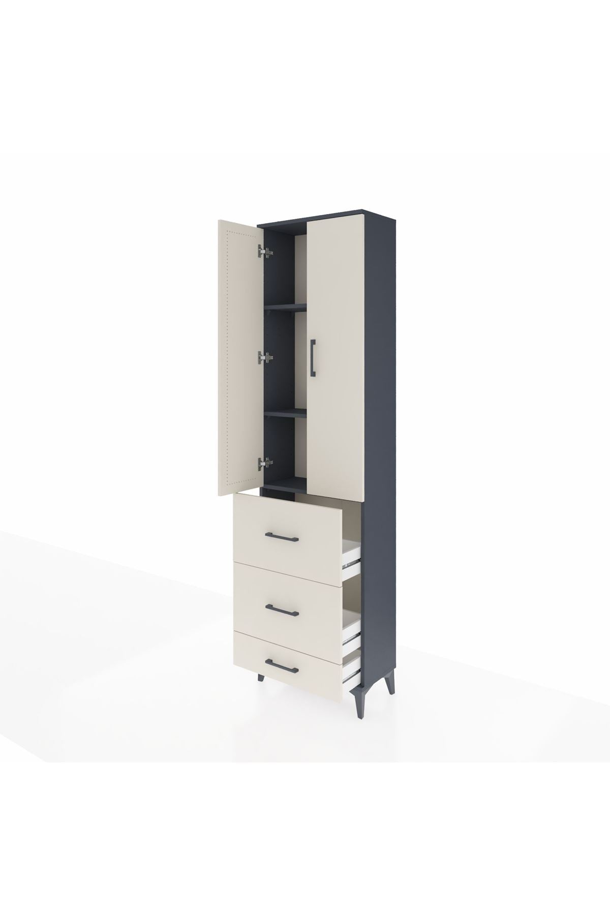 Arges Dolap 3 Raflı 3 Çekmeceli 2 Kapaklı 60x30x221 - S29M071V4A