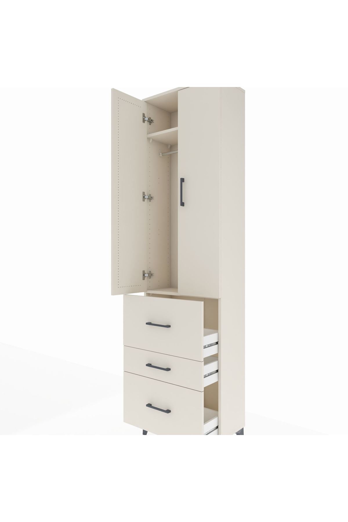 Arges Dolap 2 Raflı 3 Çekmeceli Tek Askılı 60x30x221 - S29M073V1A