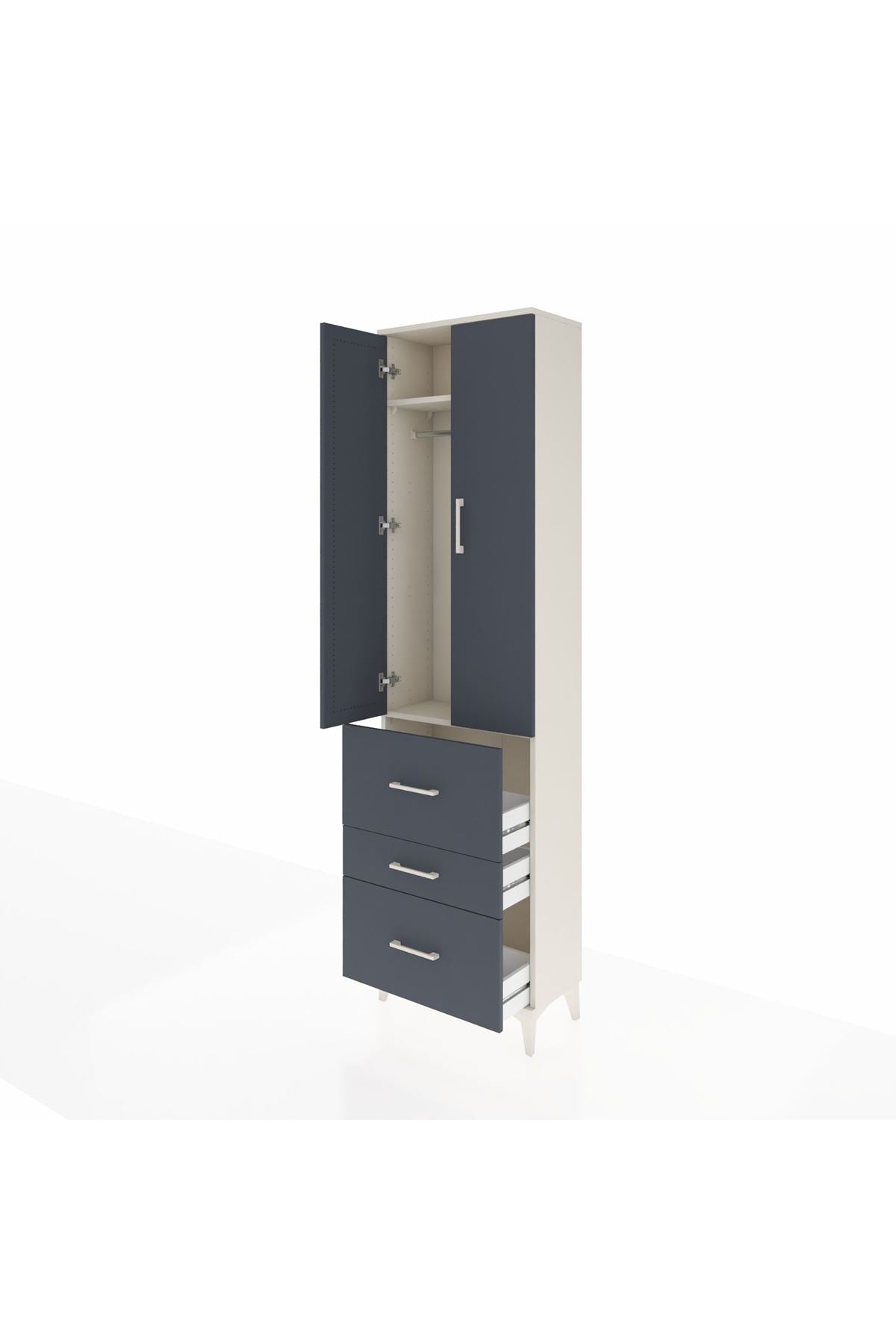 Arges Dolap 2 Raflı 3 Çekmeceli Tek Askılı 60x30x221 - S29M073V2A