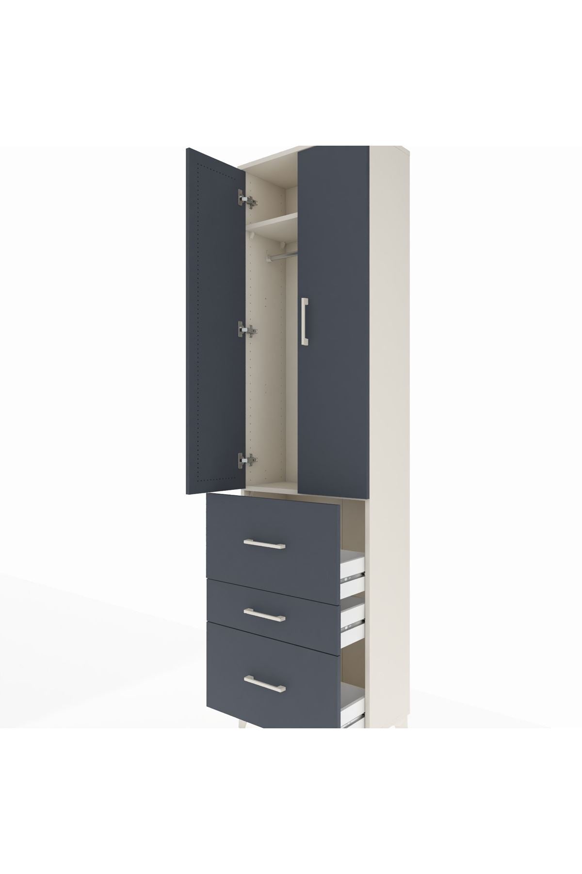 Arges Dolap 2 Raflı 3 Çekmeceli Tek Askılı 60x30x221 - S29M073V2A