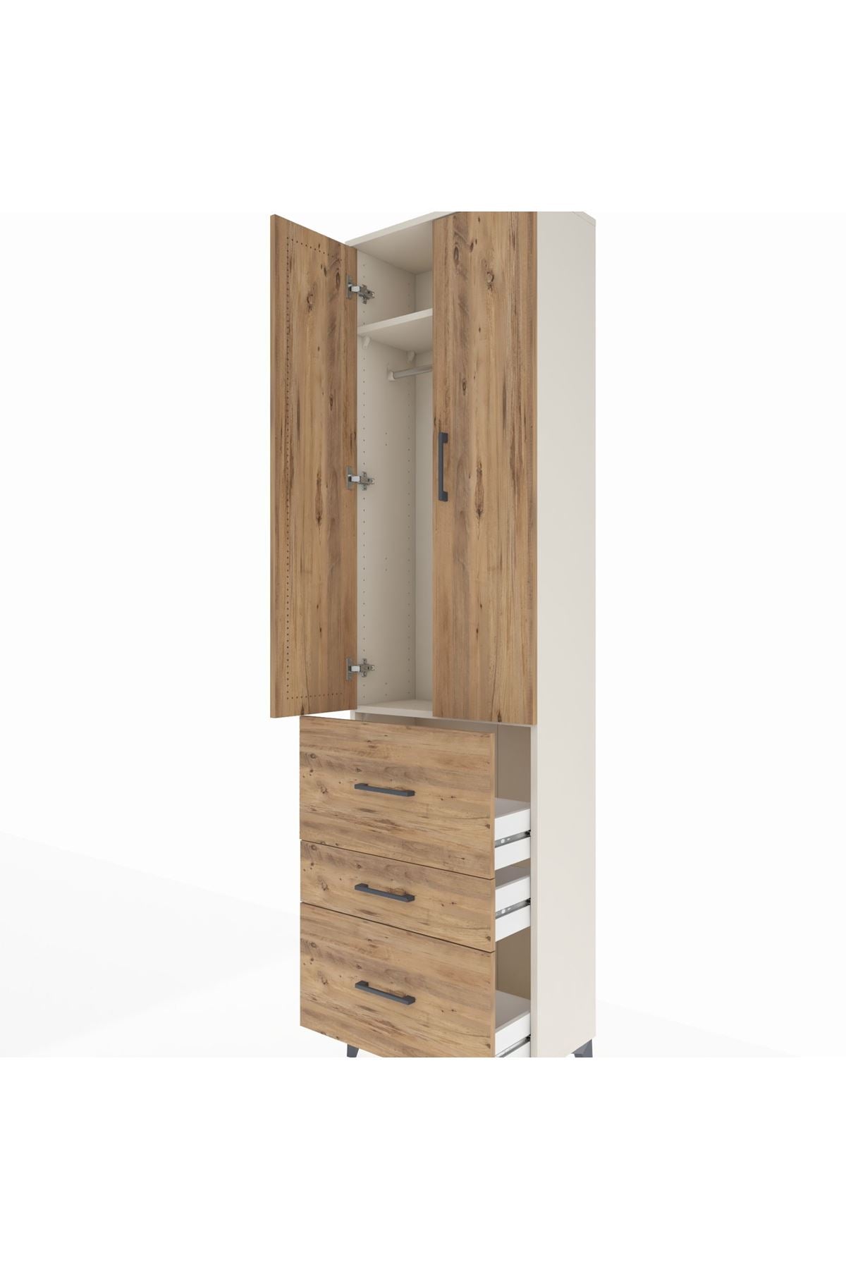 Arges Dolap 2 Raflı 3 Çekmeceli Tek Askılı 60x30x221 - S29M073V3A