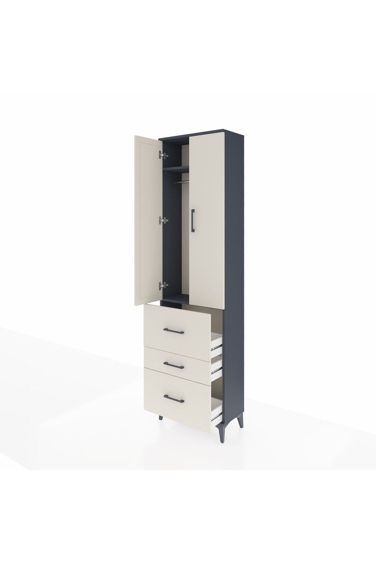 Arges Dolap 2 Raflı 3 Çekmeceli Tek Askılı 60x30x221 - S29M073V4A