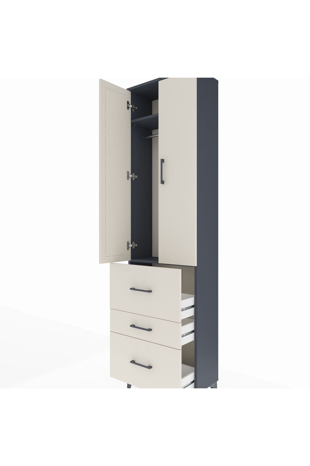 Arges Dolap 2 Raflı 3 Çekmeceli Tek Askılı 60x30x221 - S29M073V4A