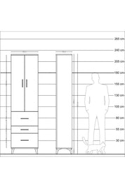 Arges Dolap 2 Raflı 3 Çekmeceli Tek Askılı 60x30x221 - S29M073V5A