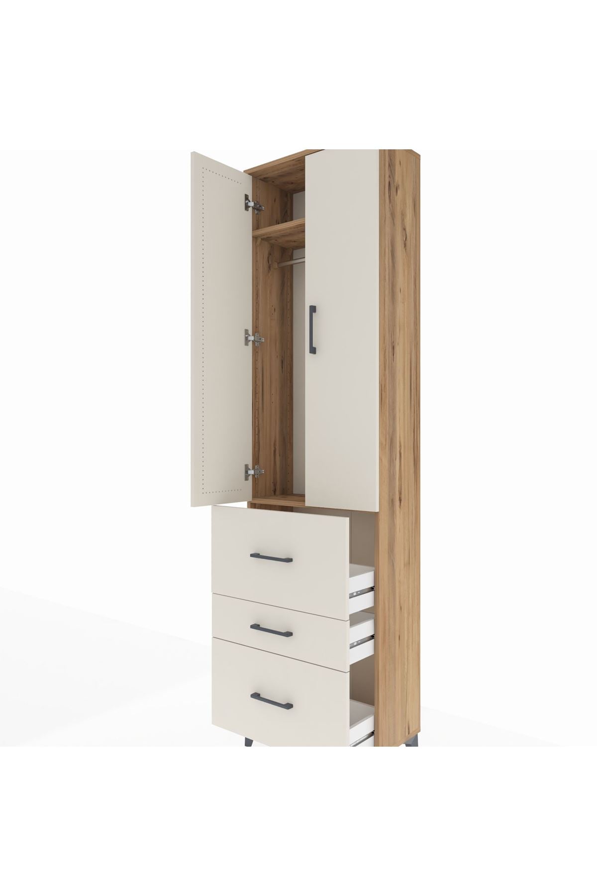 Arges Dolap 2 Raflı 3 Çekmeceli Tek Askılı 60x30x221 - S29M073V7A