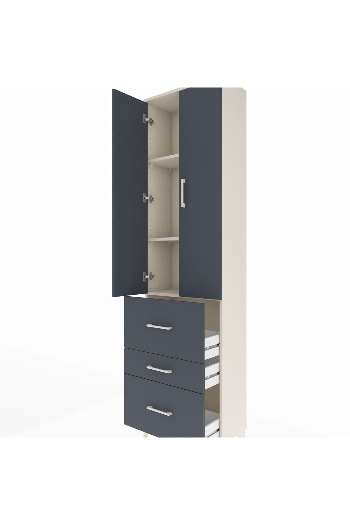 Arges Dolap 3 Raflı 3 Çekmeceli 2 Kapaklı 60x30x221 - S29M074V2A