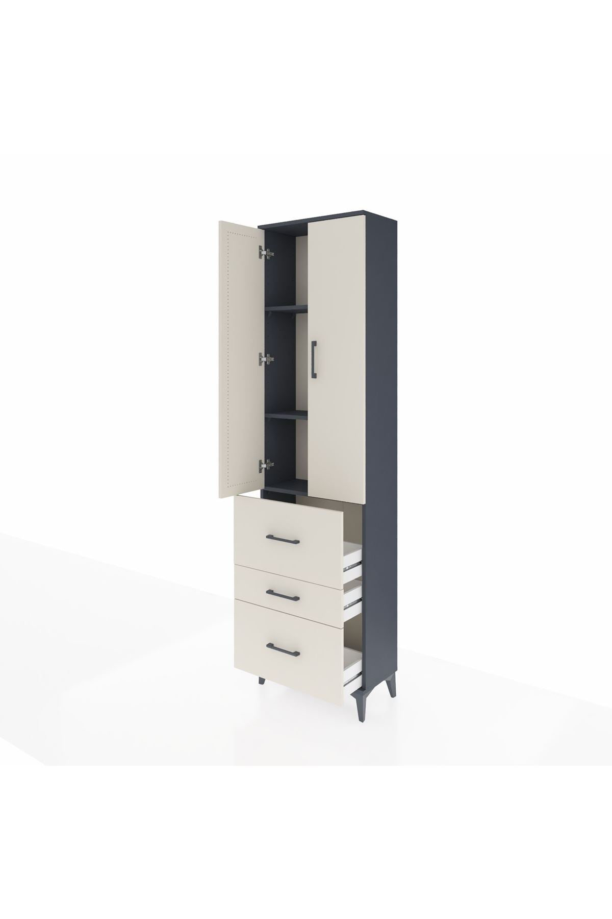 Arges Dolap 3 Raflı 3 Çekmeceli 2 Kapaklı 60x30x221 - S29M074V4A