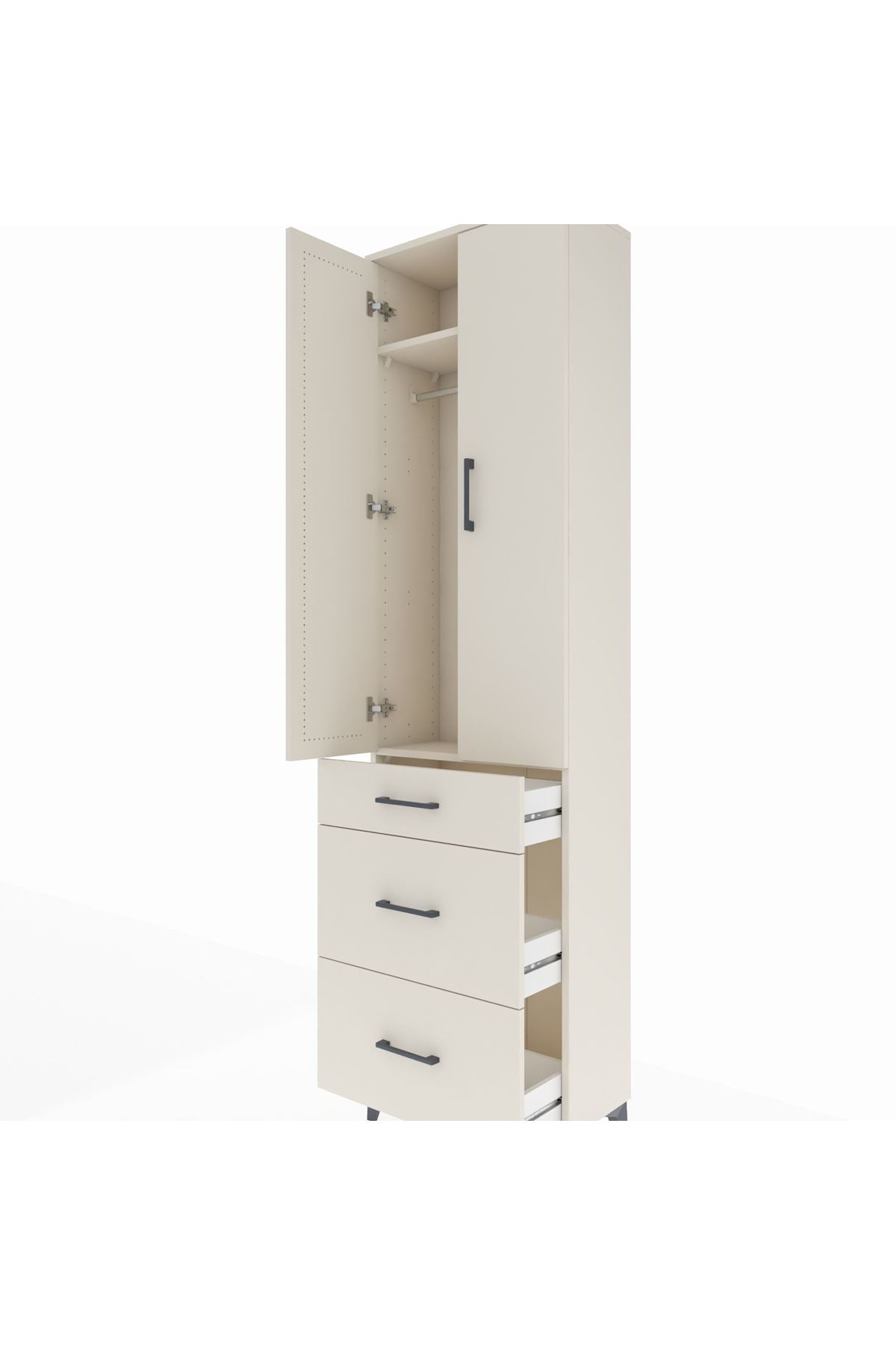 Arges Dolap 2 Raflı 3 Çekmeceli Tek Askılı 60x30x221 - S29M076V1A