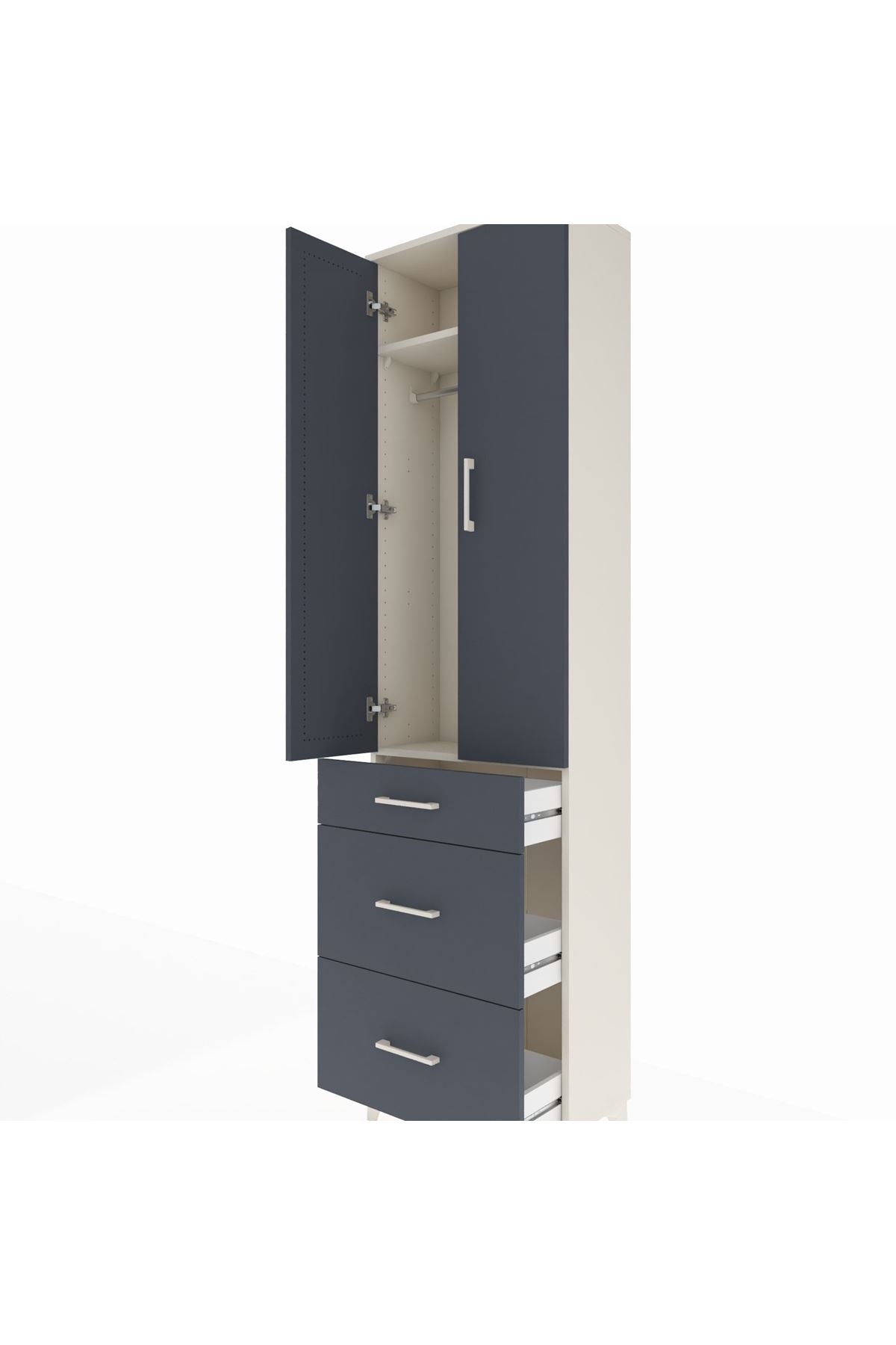 Arges Dolap 2 Raflı 3 Çekmeceli Tek Askılı 60x30x221 - S29M076V2A